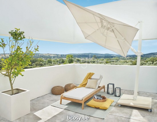 Jardinico ANTEGO 200x300 Rechthoekige Vrijhangende Parasol 2x3 Mast Wit Doek Natural Classic-Acryl solids.