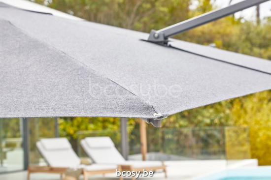 Jardinico ANTEGO 200x300 Rechthoekige Vrijhangende Parasol 2x3 Mast Antraciet-charcoal Doek Gris Nature Classic-Acryl solids.