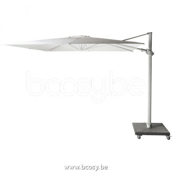 Jardinico AZORE 300x300 Vierkante Vrijhangende Parasol 3x3 Mast Wit Doek Cloud solution dyed acrylic.