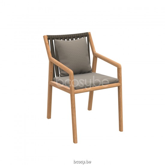 Jati Kebon Ritz Teak Gartenstuhl mit Armlehnen Ohne kissen Schnur Taupe.