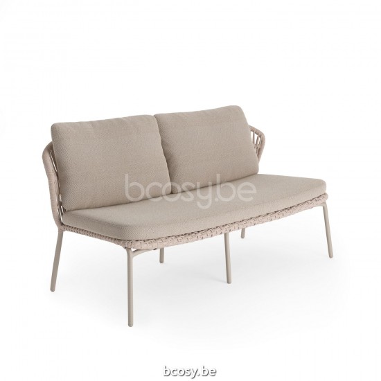 Jati Kebon Lima Sofa 2-Sitzer Sandmattes Aluminium.
