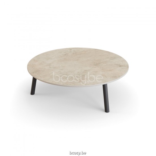 Jati Kebon Ronda Table d'appoint Aluminium anthracite mat Dessus de table Céramique Chianca 12mm.