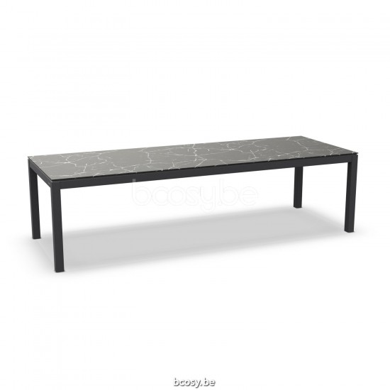 Jati Kebon Danli Table de jardin Aluminium noir mat Dessus de table Céramique Black marble.