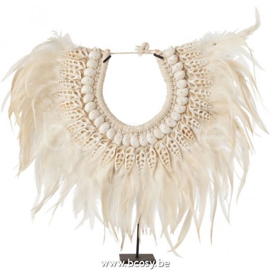 chaînes de plumes sur pied Jolipa J Line Jline Collier Pied Dora Coquillage Plumes Blanc Small