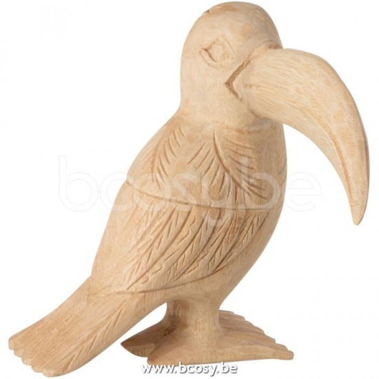 oiseaux sur pied statuettes Jolipa J Line Jline Toucan Bois Albasia Naturel Small
