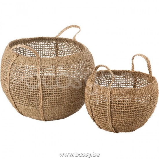 paniers de rangement Jolipa J Line Jline Set De 2 Panier Tosai Zostere Naturel