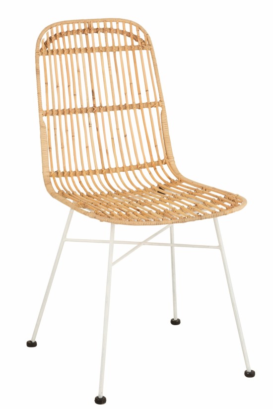 J Line 11254 Stoel Ema Rotan Metaal Naturel Wit L45xB57xH88 stoelen eetkamerstoelen eethoekstoelen eettafelstoelen eetstoelen
