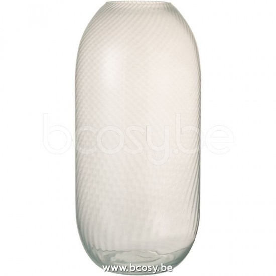 J Line Jline Vaas Rond Ribbels Hoog Glas Wit