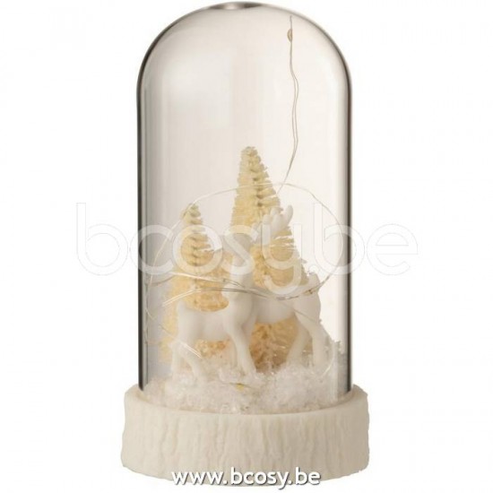 J Line Jline Bell Jar High Led Deer Glass Resin White Small glass bells