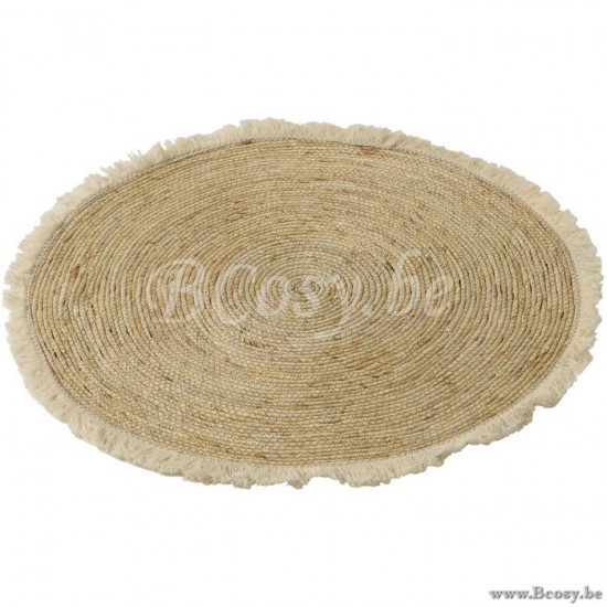 J Line Jline Matje Kwastjesband Mais Schil Katoen Beige Wit