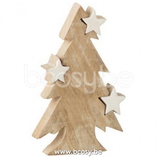 Jline Kerstboom Ster Mango Hout White Wash Wit Medium.