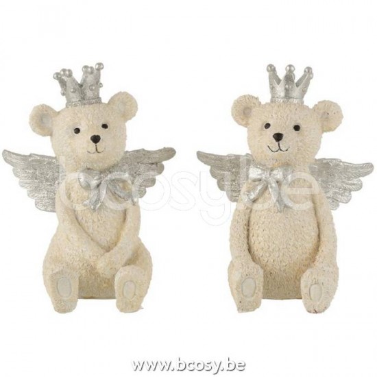 J Line Jline Piggy Bank Bear Crown Porz White Grey Large Assortment Of 2 money boxes