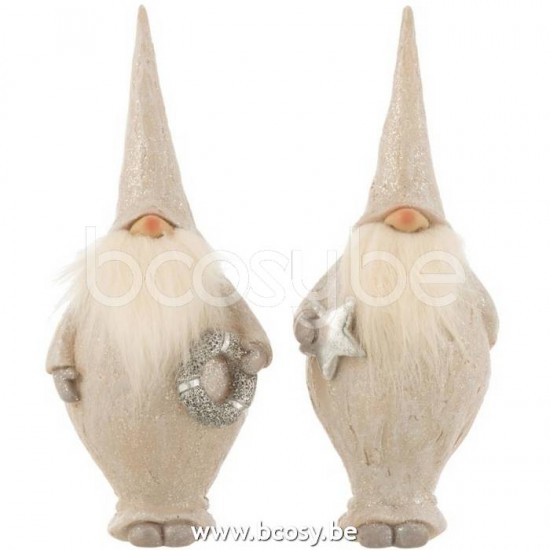 peres noël Jolipa J Line Jline Pere Noel Debout Resine Beige Small Assortiment De 2