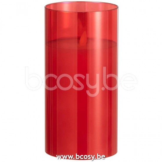 J Line Jline Ledlamp Shining Glass Red Medium candles