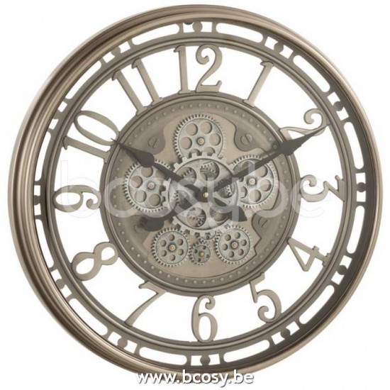 J Line Jline Clock Arabic Numerals Visible Mecanism Metal Glass Antique Grey wall clocks