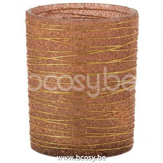 J Line Jline Porta T Light Righe Paillette Vetro Terracotta Oro Large Fotosforo Lineas Bril Cristal Terracota Oro Large