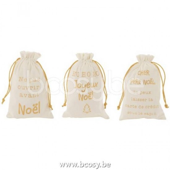 J Line hivers Jolipa Sac Noel Francais Velours Blanc Or Small Assortiment De 3.