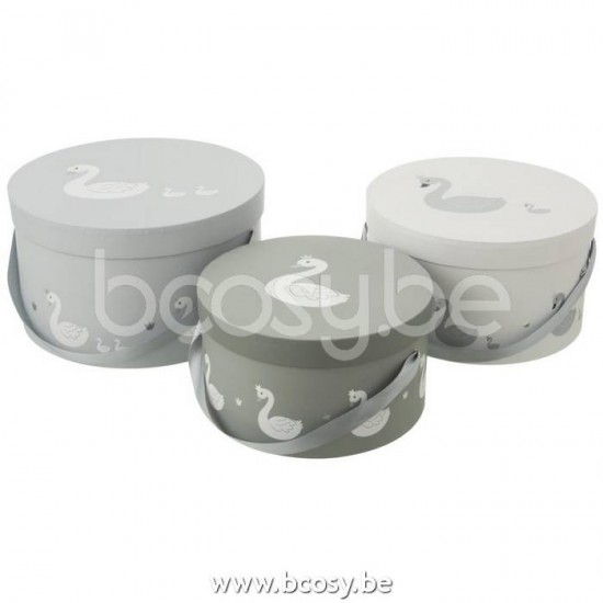 J Line Jline Set Of 3 Boxes Swan Paper White Grey storage boxes holders