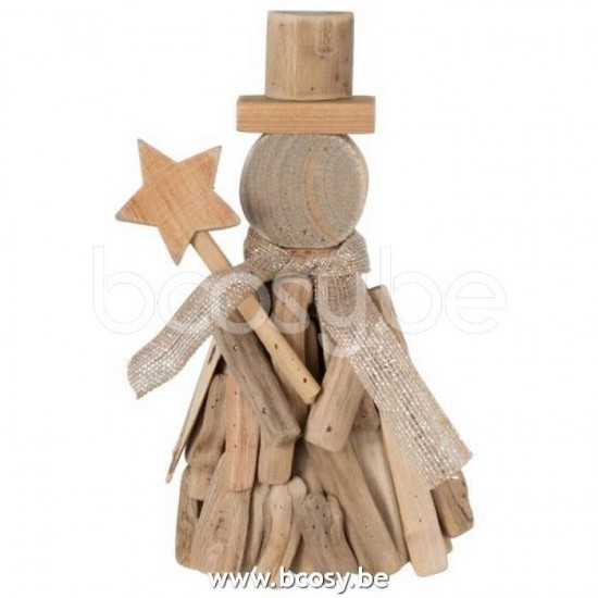bonhommes de neige noël Jolipa J Line Jline Personnage Etoile Branches Bois Naturel Small
