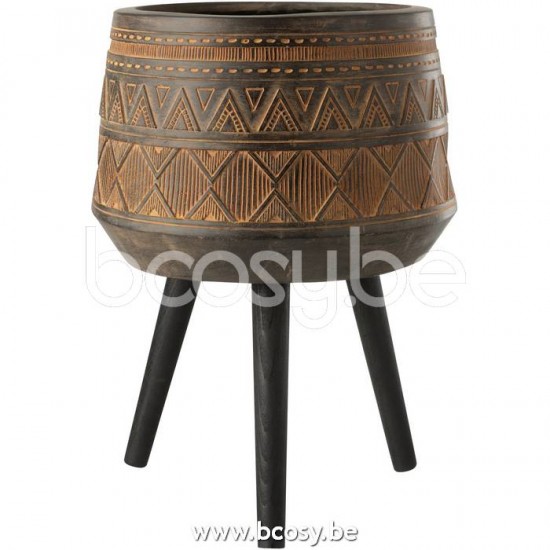 J Line Jline Flowerpot 3 Legs Ethnic Magnesium Brown Beige flowerpots