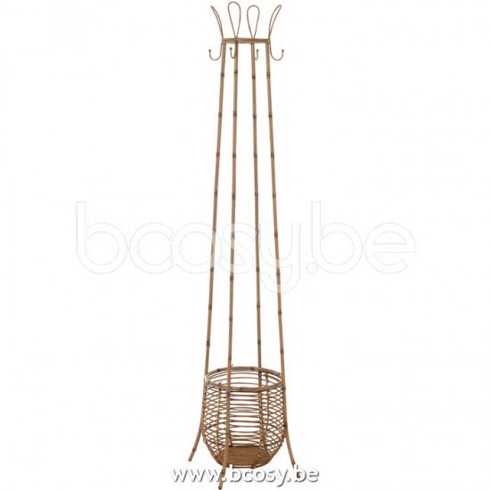 J Line Jline Coat Rack Standing With Basket Rattan Metal Natural standing coat hat racks hangers hooks