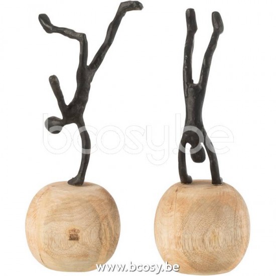 gymnastes Jolipa J Line Jline Figurine Debout Sur Pied Manguier Aluminiium Noir Assortiment De 2