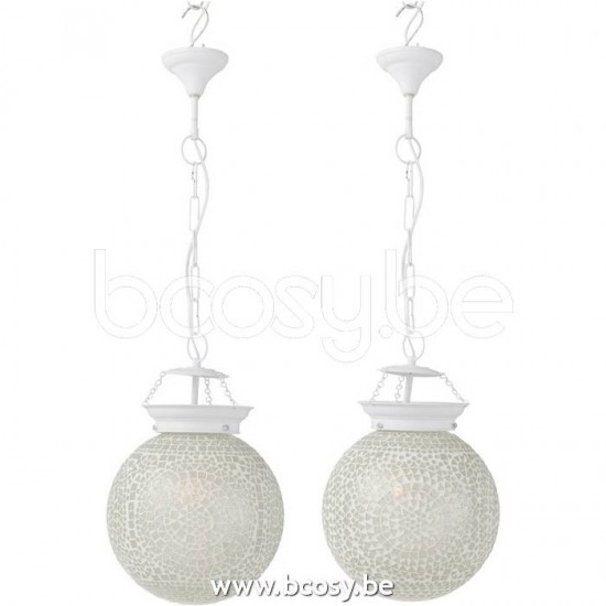 J Line Jline Hanging Lamp Eki Mosaic Glass White Small Assortment Of 2 Suspensions pendant lights Suspended Overhead Lights Lamps