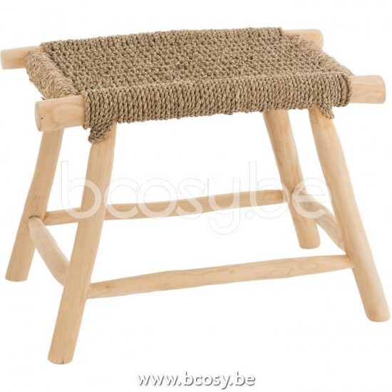 J Line Sgabello Timo Erba Teak Naturale Large Taburete Timo Herb Teck Natural Large.