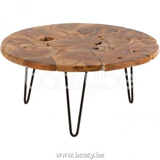 J Line Jline Couchtisch Samuel Rund Teakholz Braun couchtische Kaffeetische