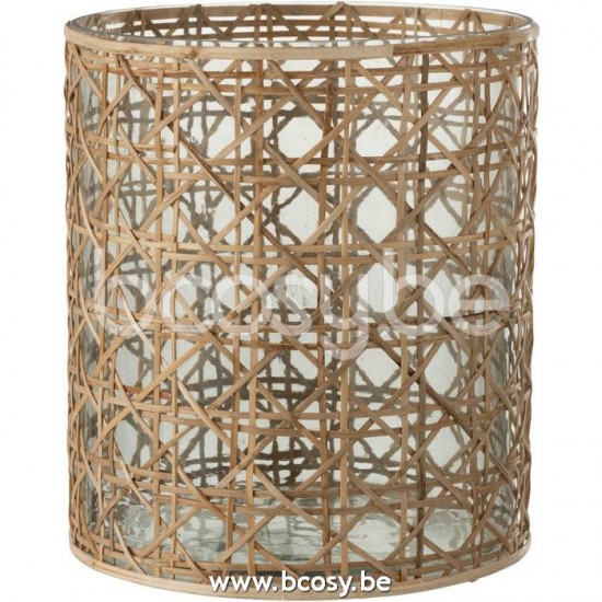 J Line Jline Windlicht Candice Breit Glas Weide Naturell t lichthalter teelichtleuchter teelichte