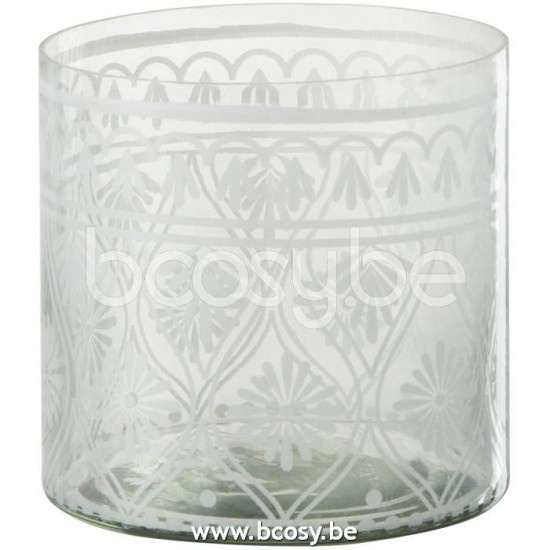 J Line Jline Hurricane Pattern Glass Transparent White Small tea lights holders
