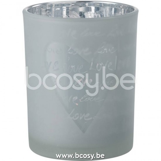 J Line Jline Hurricane Love Glass White Medium tea lights holders