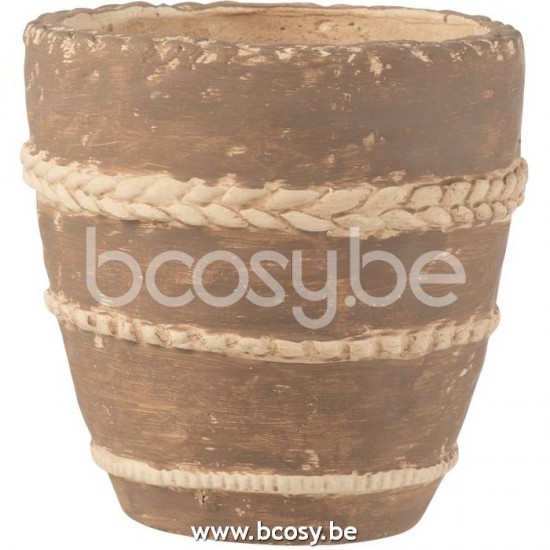 cachepots de fleur Jolipa J Line Jline Cache Pot Tresse Terre Cuite Marron Medium