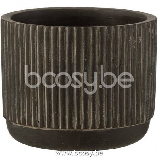 cachepots de fleur Jolipa J Line Jline Cachepot Lignes Ceramique Noir Marron Small