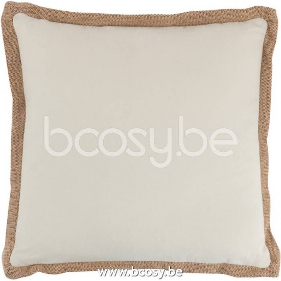 J Line Jline Jolipa 22881 Kussen Boord Geweven Vierkant Polyester Beige
