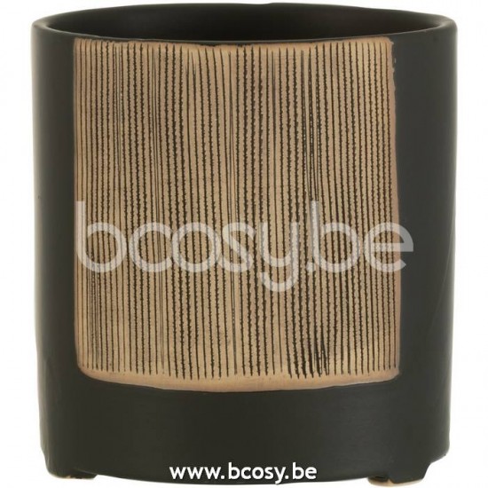 J Line Jline Jolipa 22915 Bloempot Maria Rond Keramiek Zwart Large