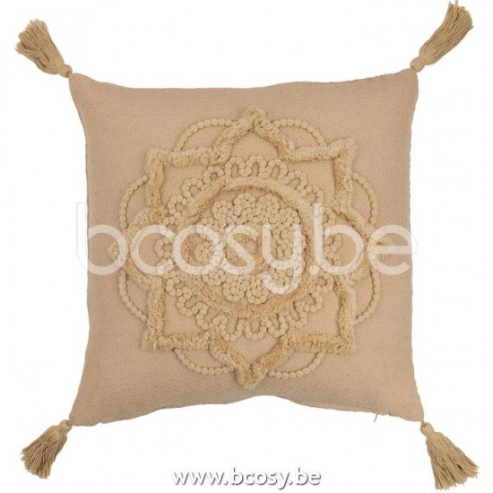 J Line Jline Jolipa 22943 Kussen Bloem Kwast Polyester Beige