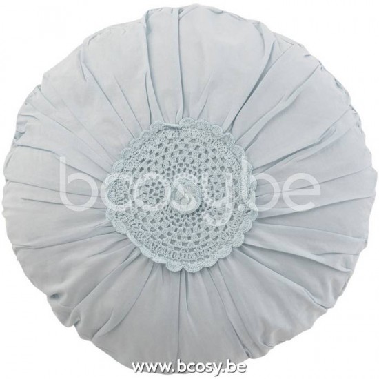 J Line Jline Jolipa 23065 Kussen Rond Kant Katoen Blauw