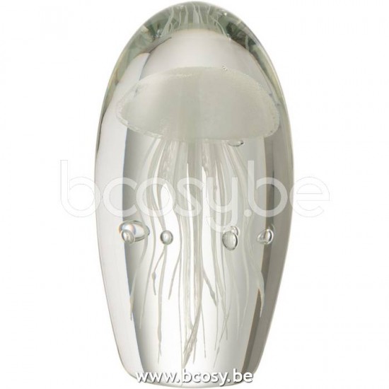 J Line Jline Jolipa 23461 Presse Papier Kwal Glas Wit Large