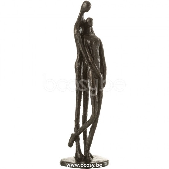 J Line couples paires statuettes Jolipa Couple Poly Brun Fonce.