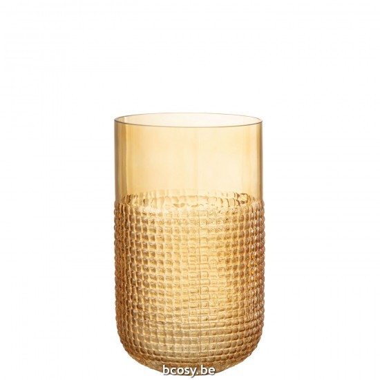 J Line Vaas Patroon Glas Oranje Medium L15xB15xH26 cm bloemvaas bloemenvaas siervaas bloemvazen bloemenvazen siervazen JO30260.