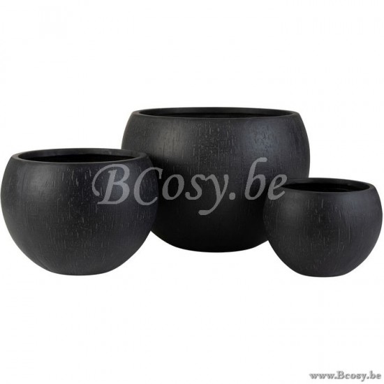 cachepots de fleur Jolipa Jline Set 3 Cachepots Ronds Argile Noir