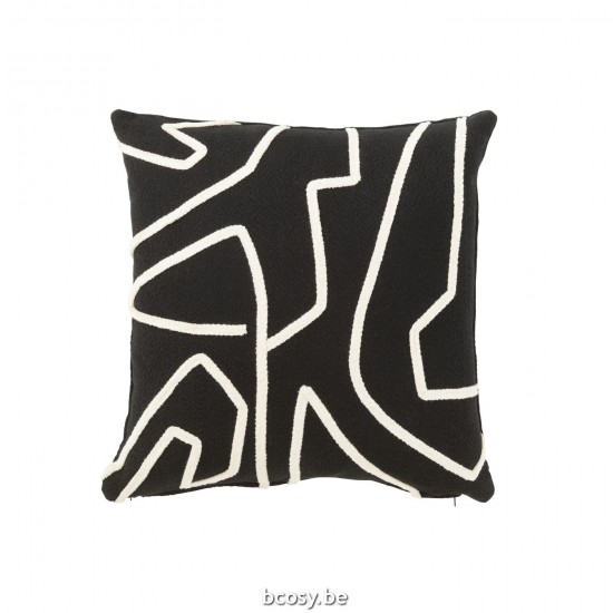 J Line Cushion Stripe Textile Black White cushion.