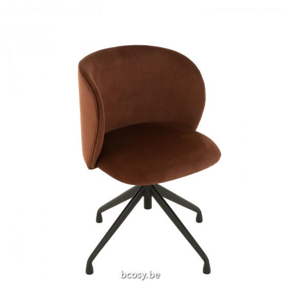 J Line Stoel Turn Up Down Fluweel Donker Bruin draaistoelen JO35012.