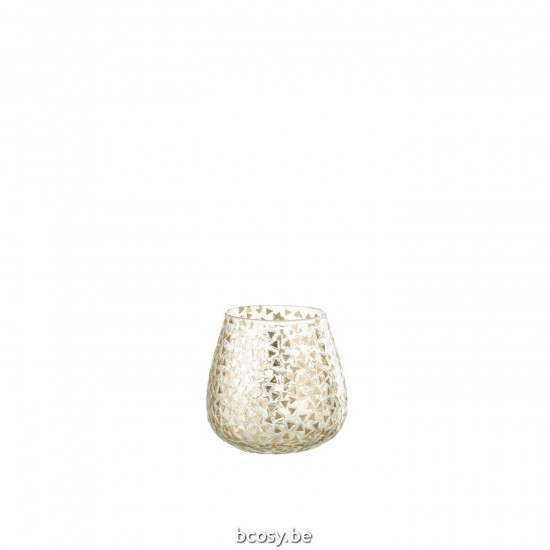 J Line Hurricane Triangle Glass Trans Gold Large tea lights holders.