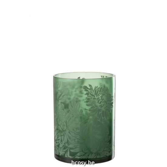 J Line Portacandele Fiori Vetro Opaco Verde Extra Large Fotóforo Flores Vidrio Mate Verde Extra Large.