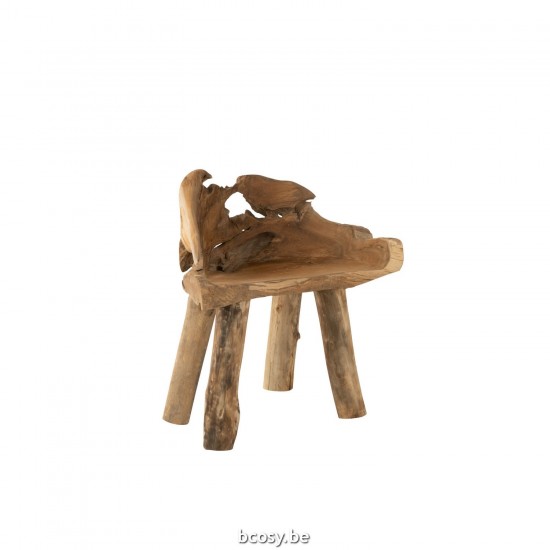 J Line Stoel Wortel Teak Hout Naturel zitbanken divans JO40878.