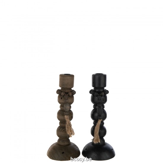 J Line Kaarshouder Louis Den Ijzer Zwart Bruin kaarshouders kaarsenhouders kandelaars JO40941.