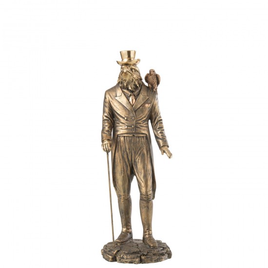 J Line fantaisie images de fantaisie Jolipa Homme Oiseau Resine Antique Or.