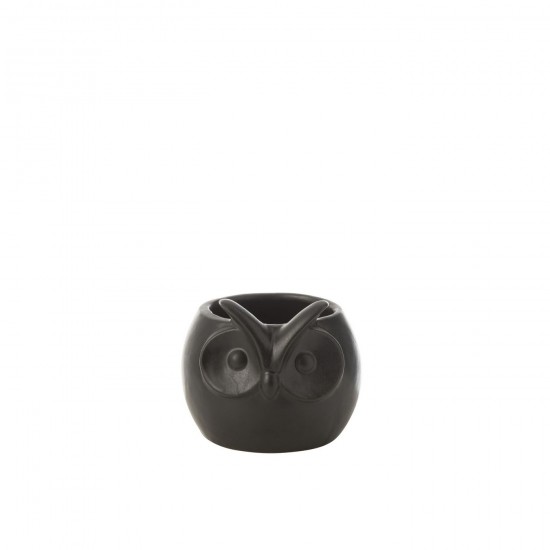 J Line cachepots de fleur Jolipa Cachepot Hibou Noir Porcelaine Small.